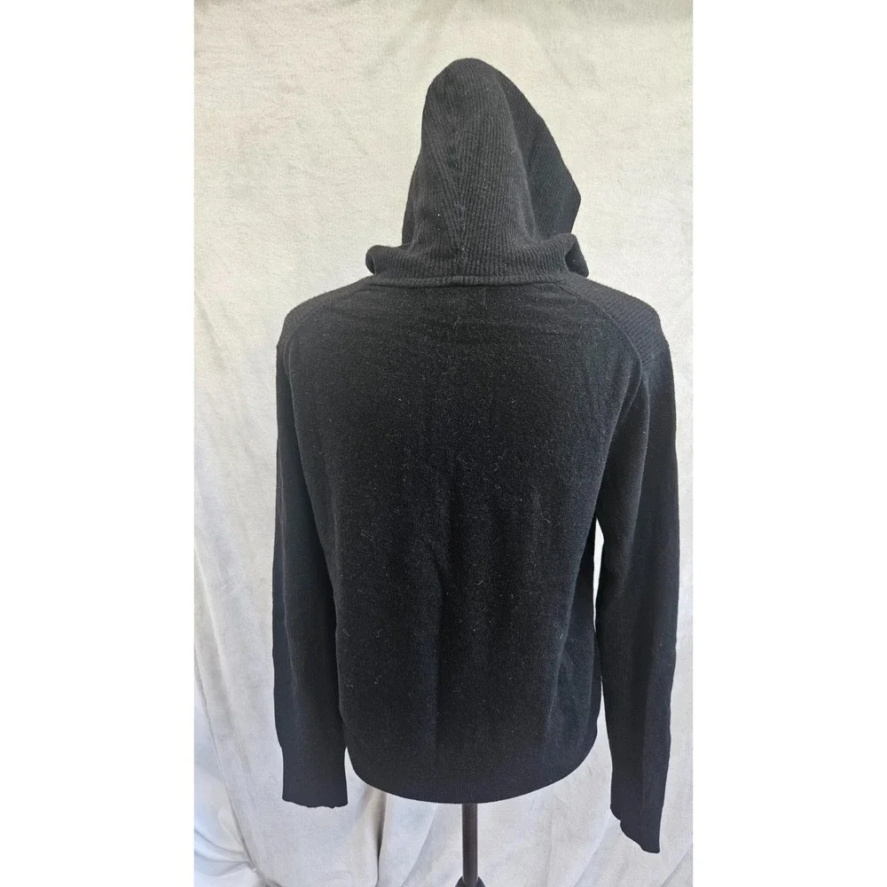 Banana Republic Mens S Merino Wool Heavy Knit Pullover Hoodie Snap Neck Sweater